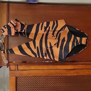 River Island | Animal Print Halter Bow One Piece Bathing Suit in US size 22